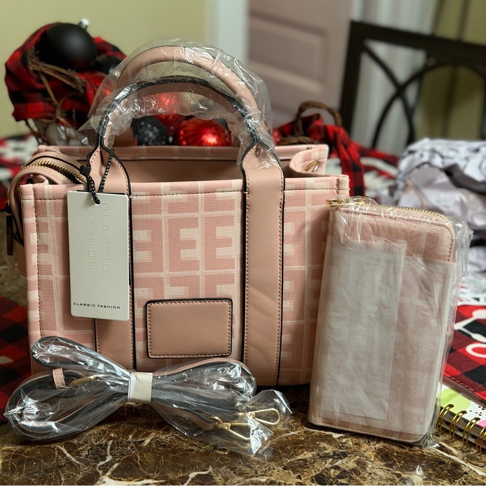 Pink Satchel and Wallet Set